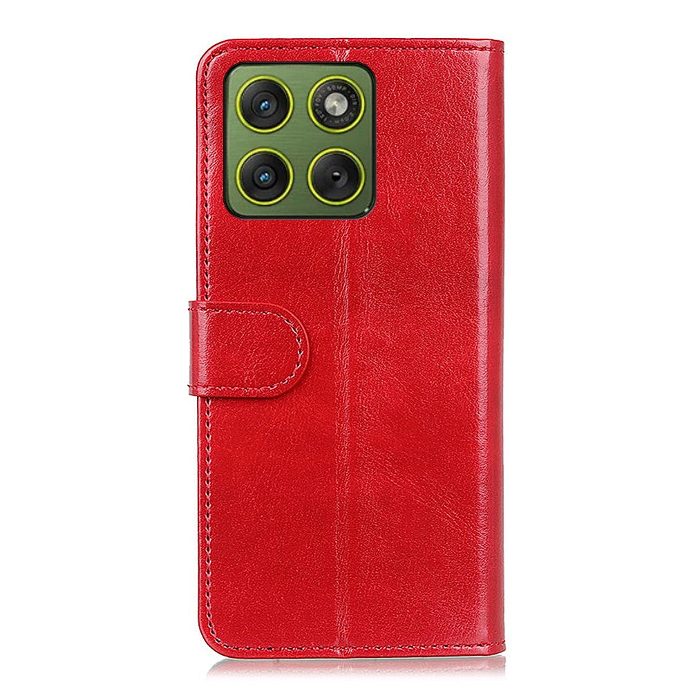 For Motorola Edge 70 5G Case Crazy Horse Texture PU Leather Phone Stand Cover - Red