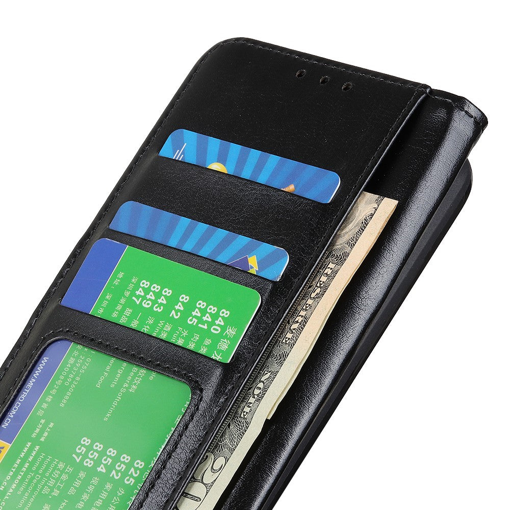 For Motorola Edge 70 5G Case Crazy Horse Texture PU Leather Phone Stand Cover - Black