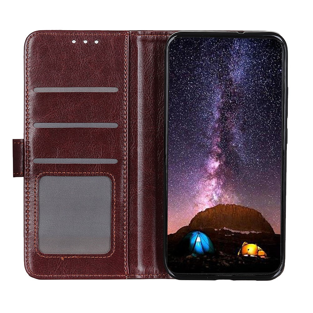 For Motorola Edge 70 5G Case Crazy Horse Texture PU Leather Phone Stand Cover - Brown