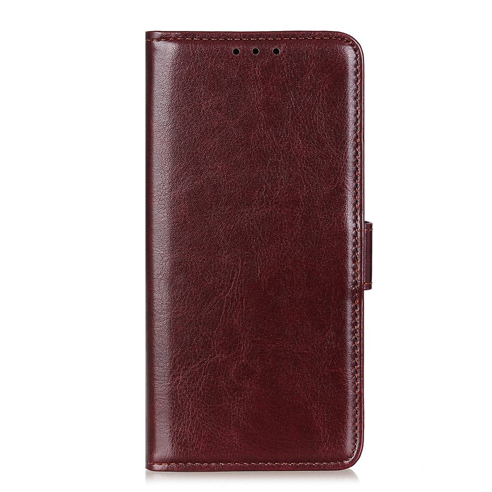 For Motorola Edge 70 5G Case Crazy Horse Texture PU Leather Phone Stand Cover - Brown