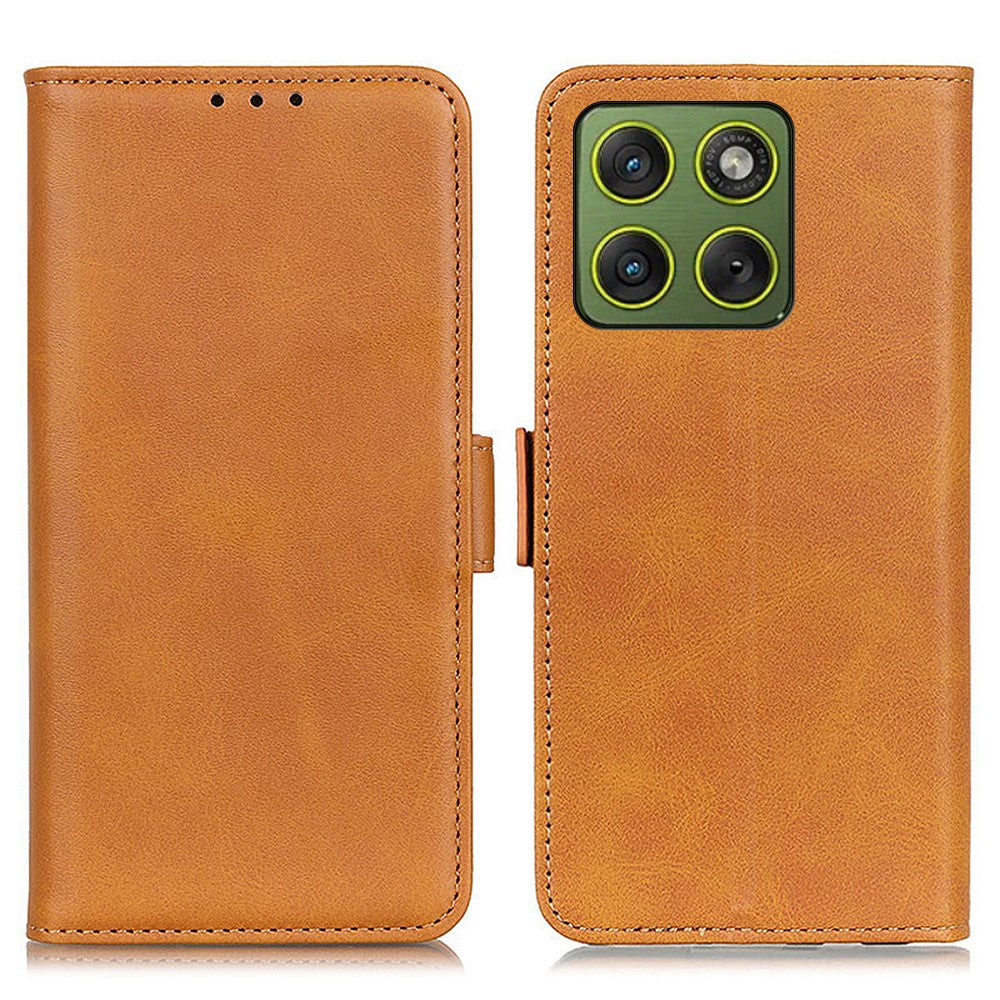 For Motorola Edge 70 5G Case Stand Cowhide Texture PU Leather Phone Cover - Yellow