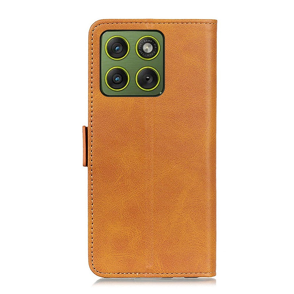 For Motorola Edge 70 5G Case Stand Cowhide Texture PU Leather Phone Cover - Yellow