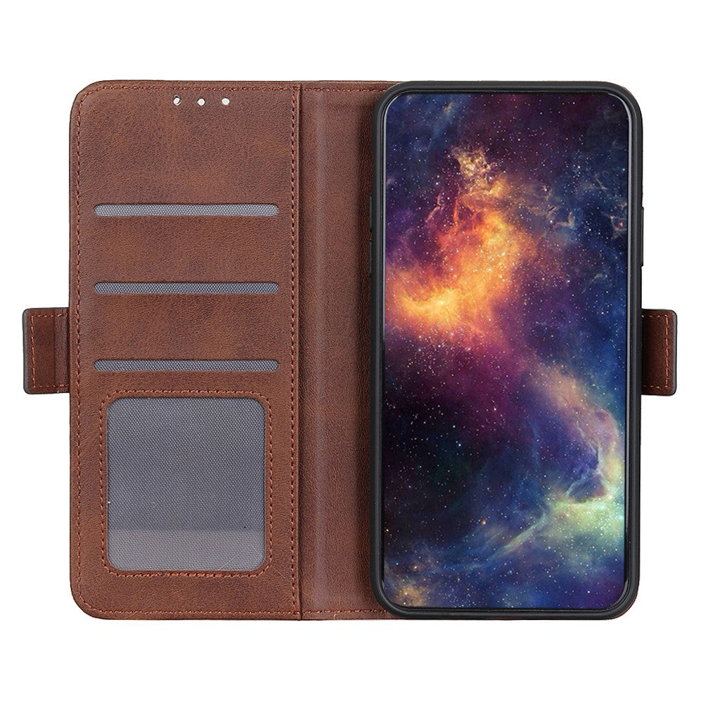 For Motorola Edge 70 5G Case Stand Cowhide Texture PU Leather Phone Cover - Brown