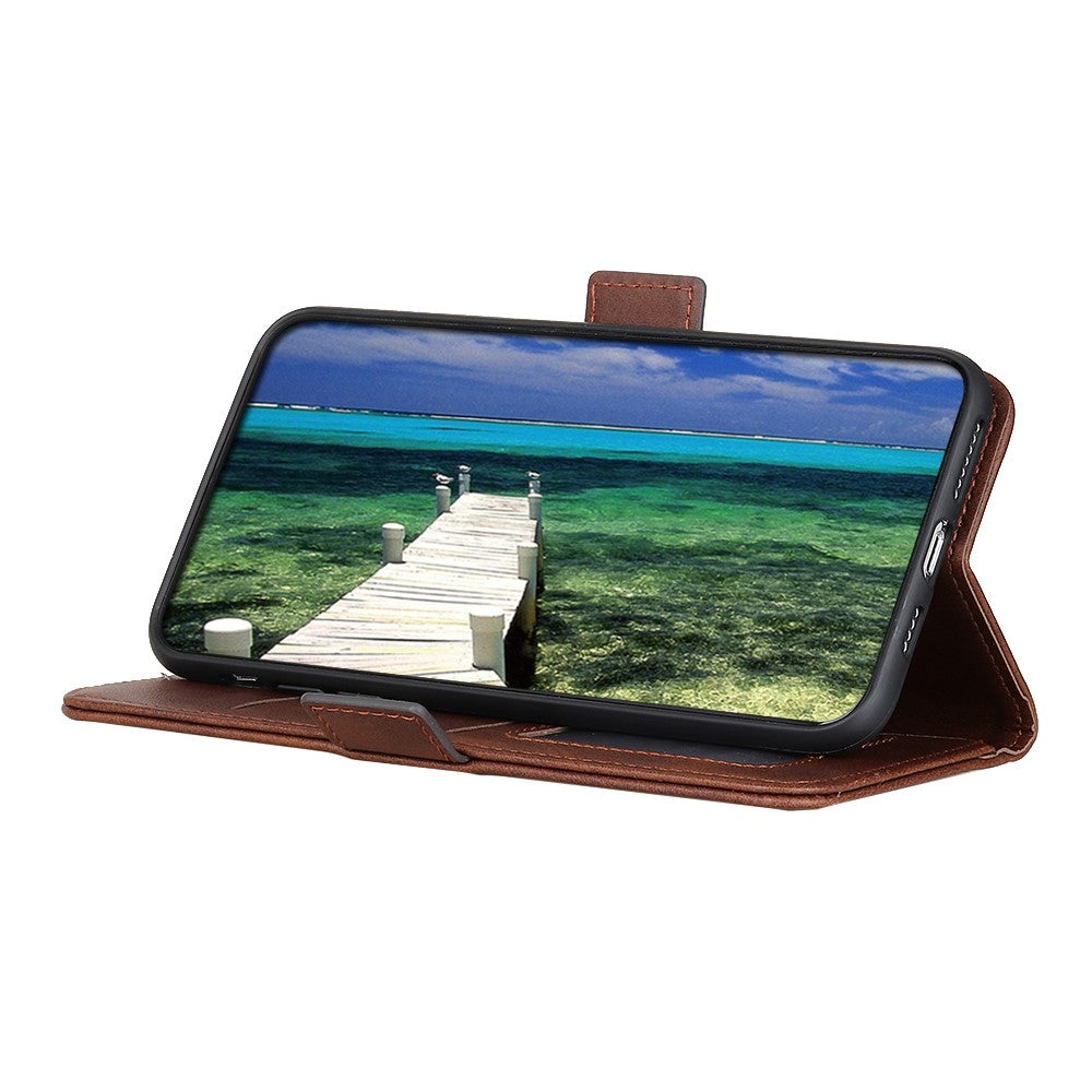 For Motorola Edge 70 5G Case Stand Cowhide Texture PU Leather Phone Cover - Brown