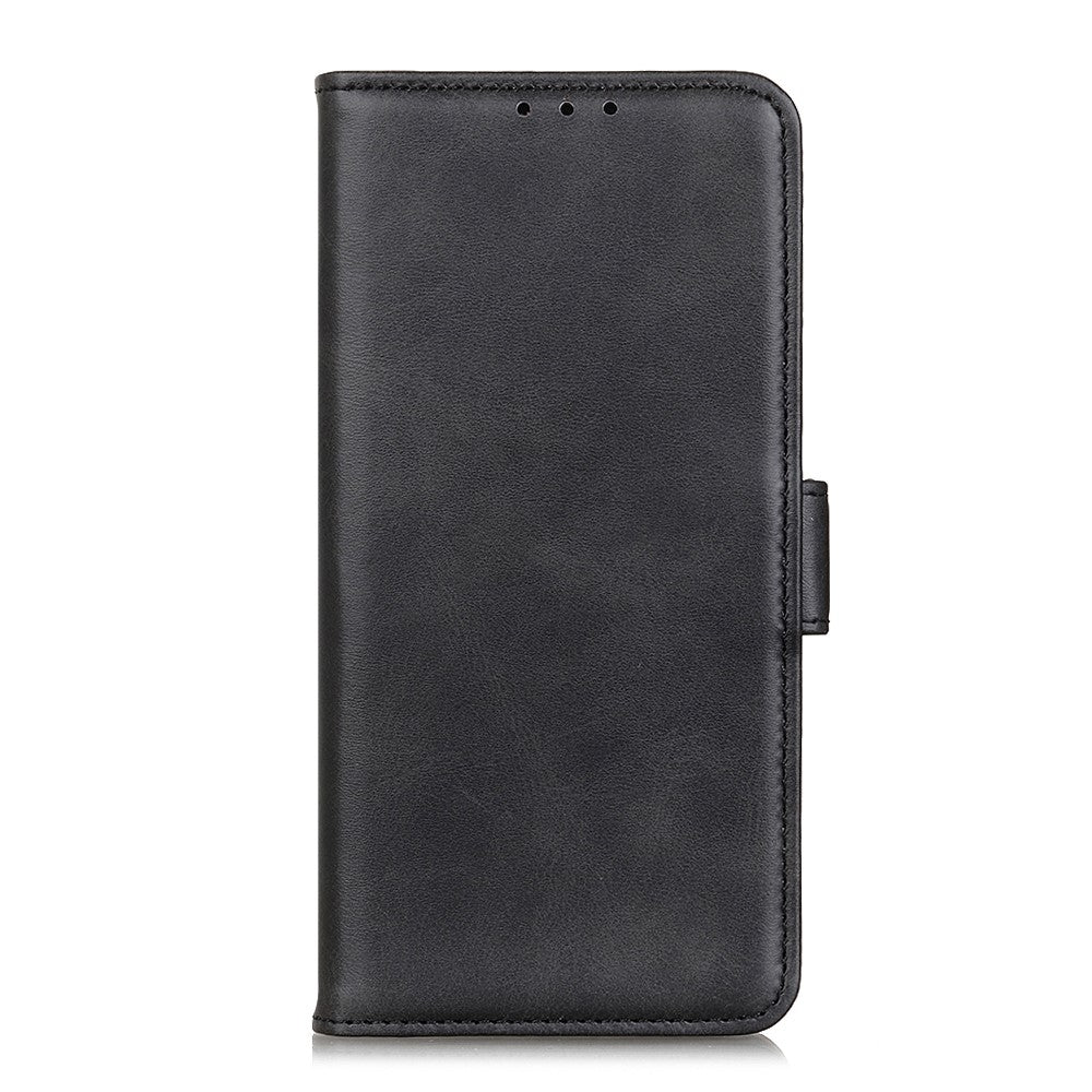 For Motorola Edge 70 5G Case Stand Cowhide Texture PU Leather Phone Cover - Black