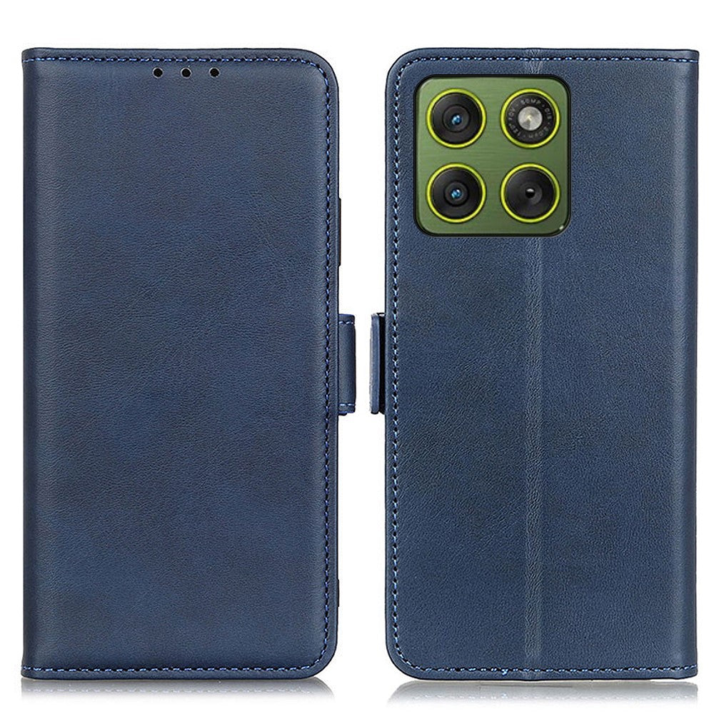 For Motorola Edge 70 5G Case Stand Cowhide Texture PU Leather Phone Cover - Blue