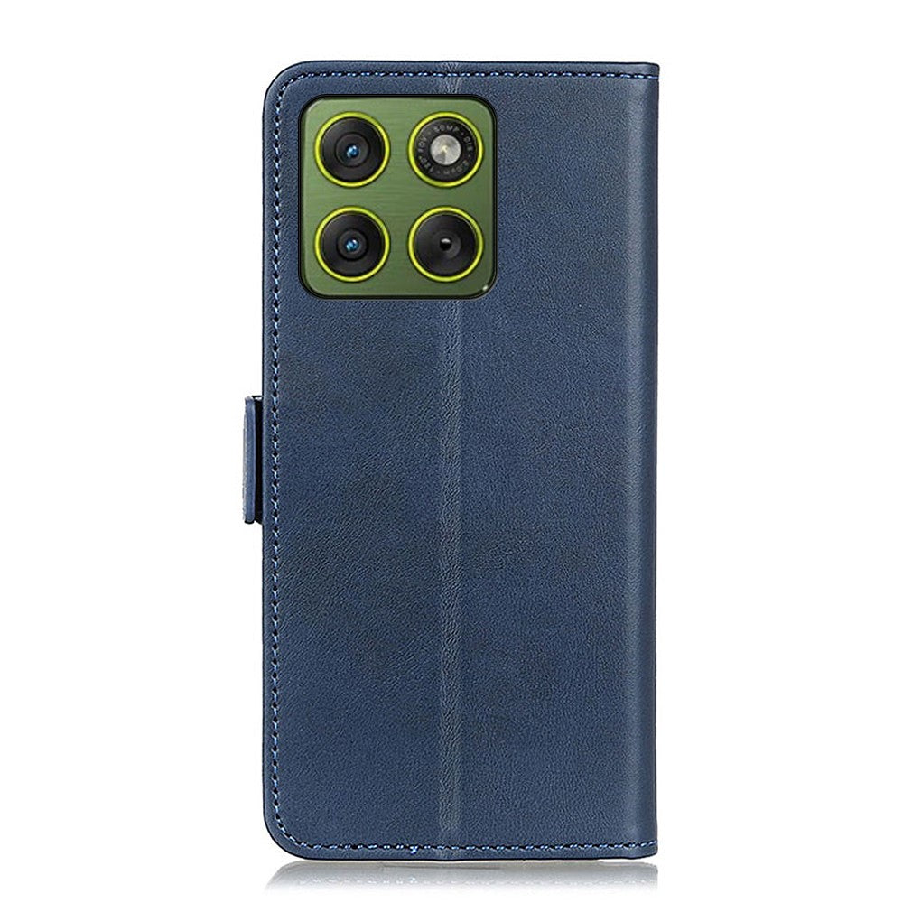 For Motorola Edge 70 5G Case Stand Cowhide Texture PU Leather Phone Cover - Blue