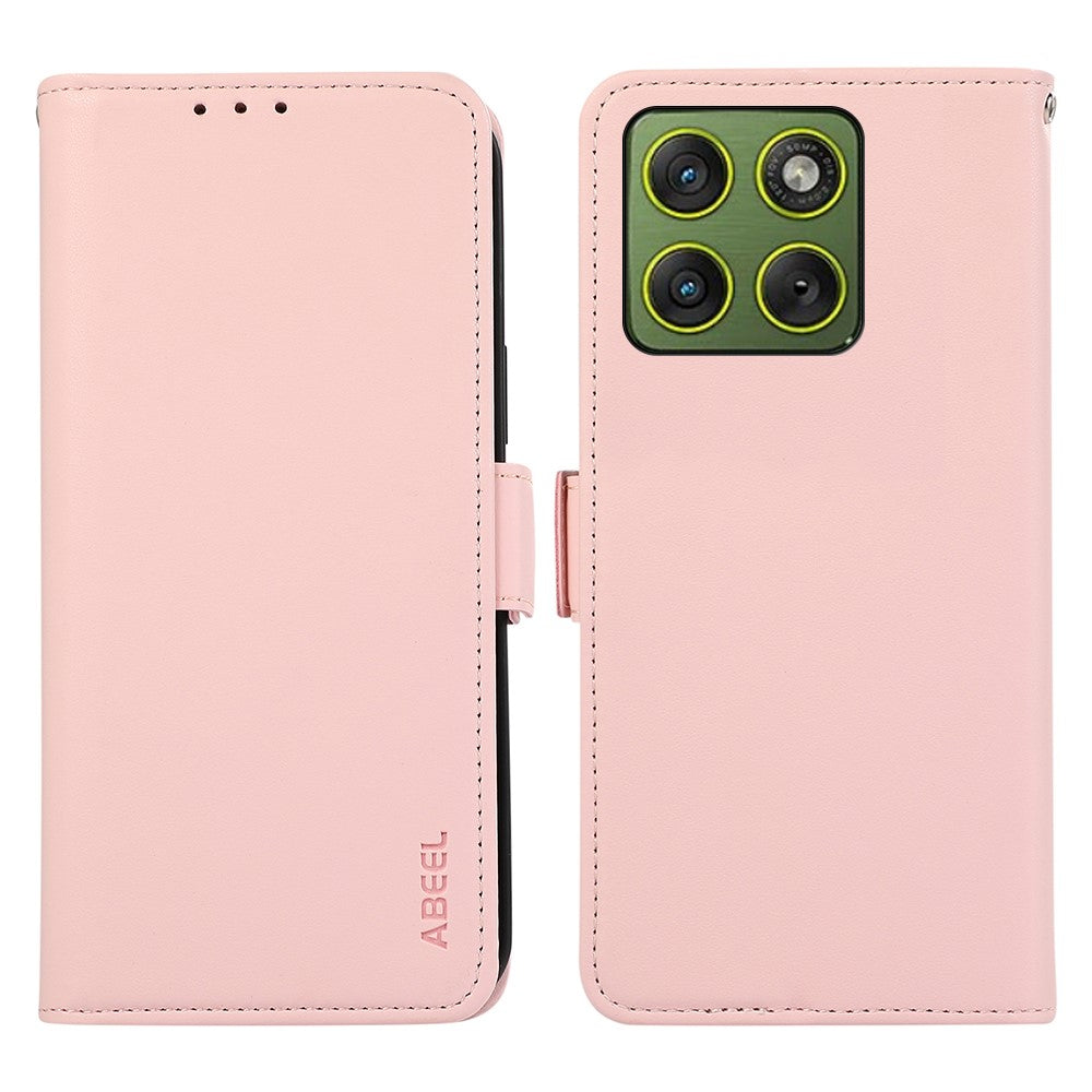 ABEEL For Motorola Edge 70 5G Case Leather Phone Cover with RFID Blocking Wallet - Pink