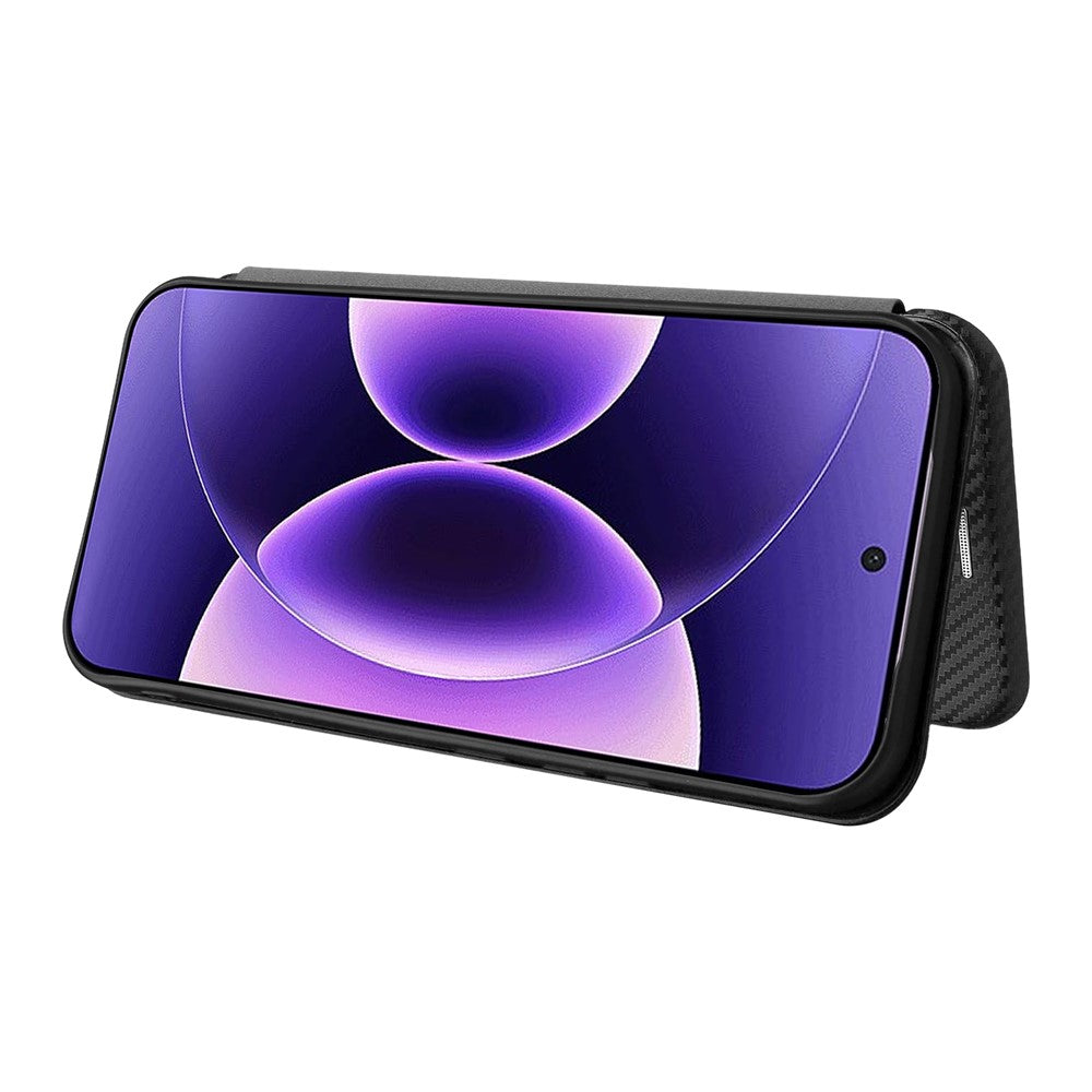 For Xiaomi 17 Pro Max Case Carbon Fiber Texture Drop-Proof PU Leather Phone Cover - Black