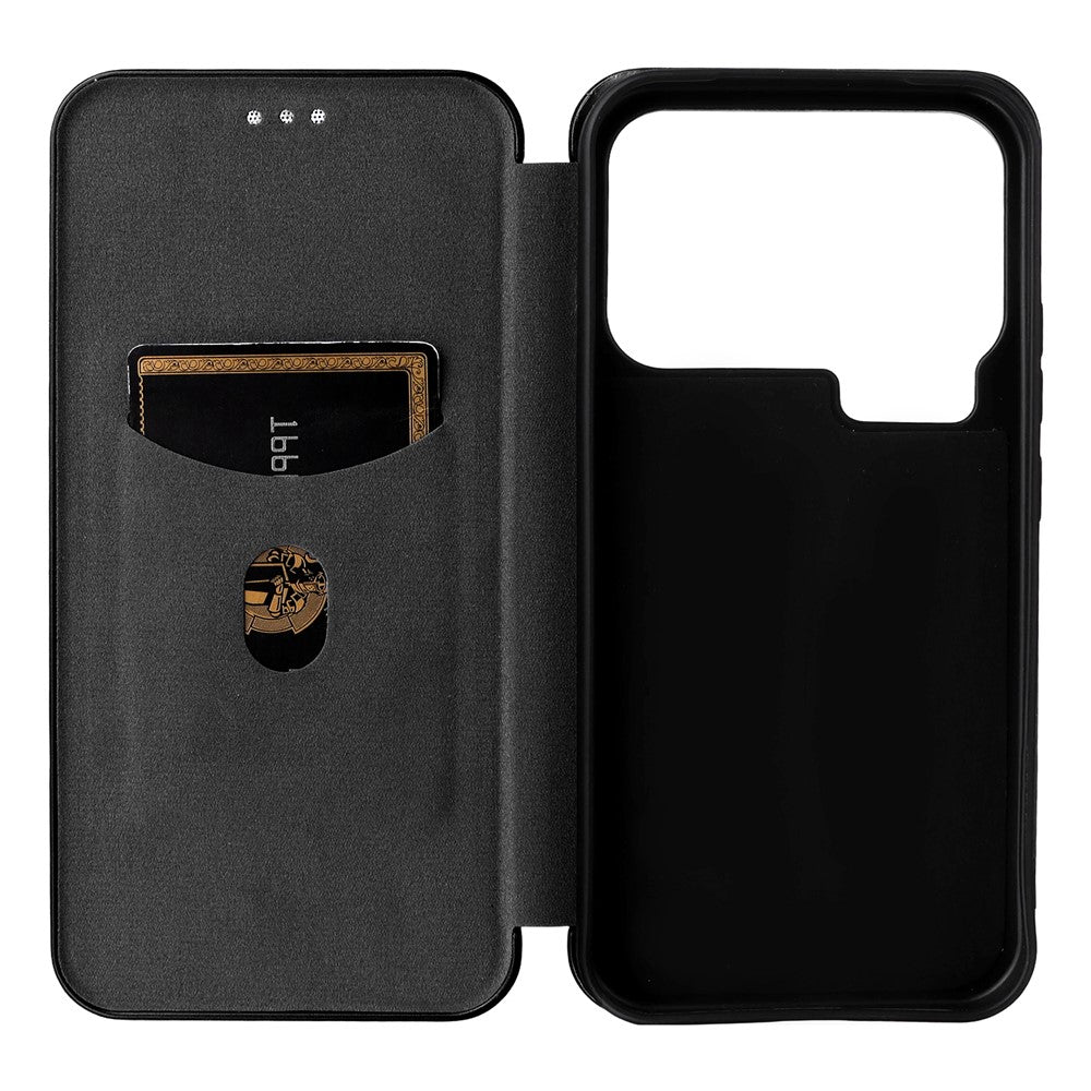 For Xiaomi 17 Pro Max Case Carbon Fiber Texture Drop-Proof PU Leather Phone Cover - Black