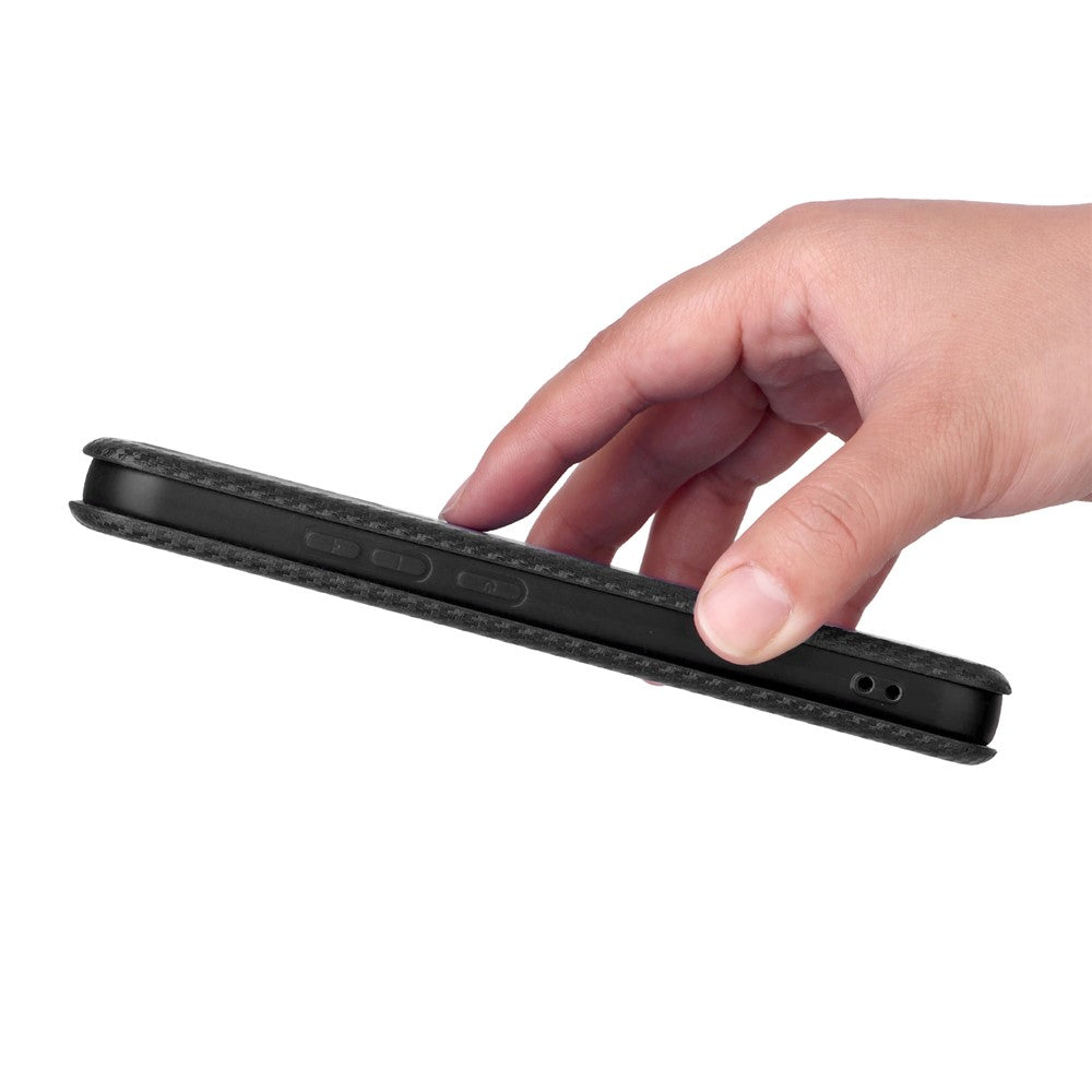 For Xiaomi 17 Pro Max Case Carbon Fiber Texture Drop-Proof PU Leather Phone Cover - Black