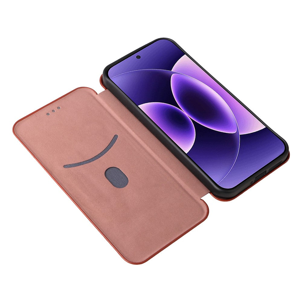 For Xiaomi 17 Pro Max Case Carbon Fiber Texture Drop-Proof PU Leather Phone Cover - Brown