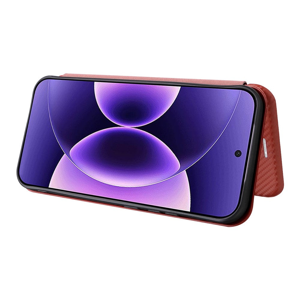 For Xiaomi 17 Pro Max Case Carbon Fiber Texture Drop-Proof PU Leather Phone Cover - Brown