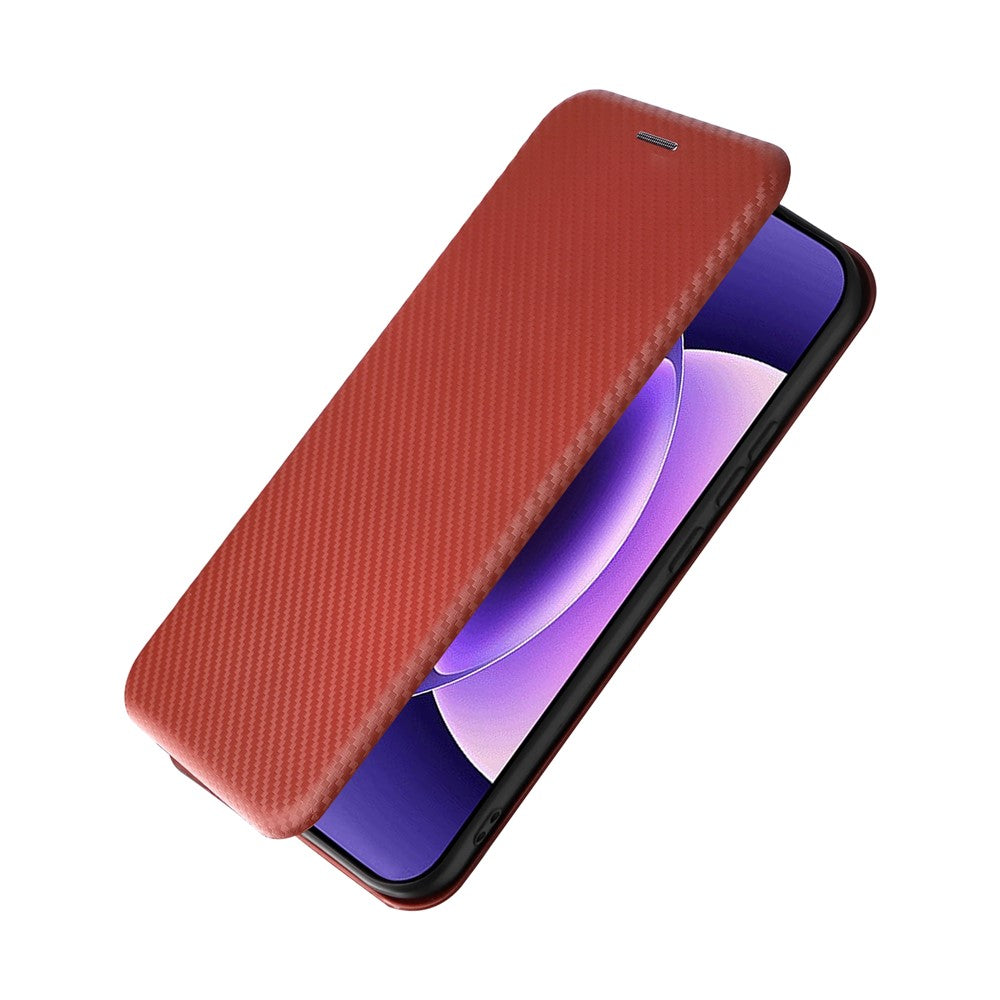 For Xiaomi 17 Pro Max Case Carbon Fiber Texture Drop-Proof PU Leather Phone Cover - Brown