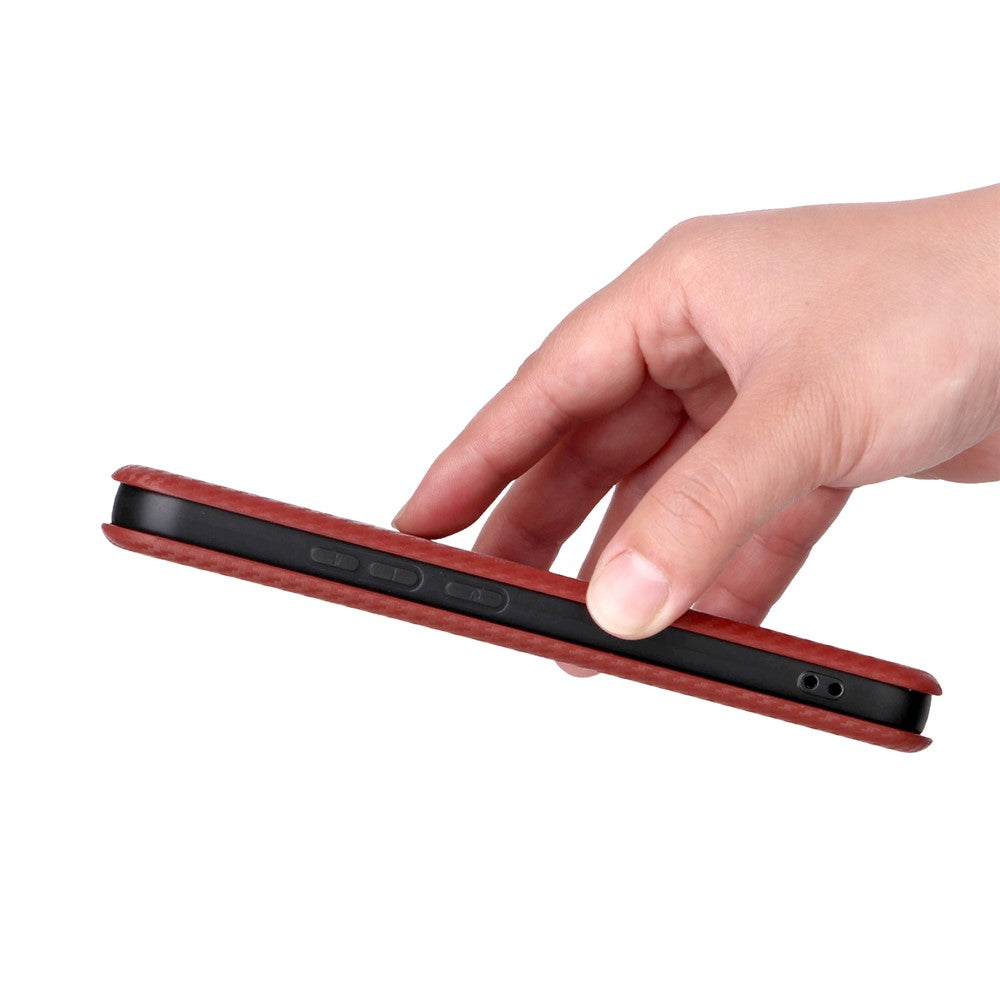 For Xiaomi 17 Pro Max Case Carbon Fiber Texture Drop-Proof PU Leather Phone Cover - Brown