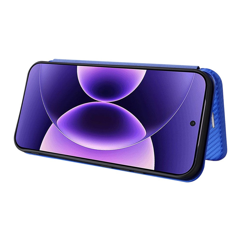For Xiaomi 17 Pro Max Case Carbon Fiber Texture Drop-Proof PU Leather Phone Cover - Blue