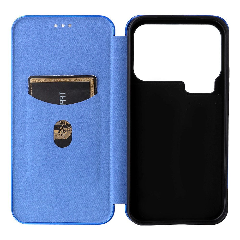 For Xiaomi 17 Pro Max Case Carbon Fiber Texture Drop-Proof PU Leather Phone Cover - Blue