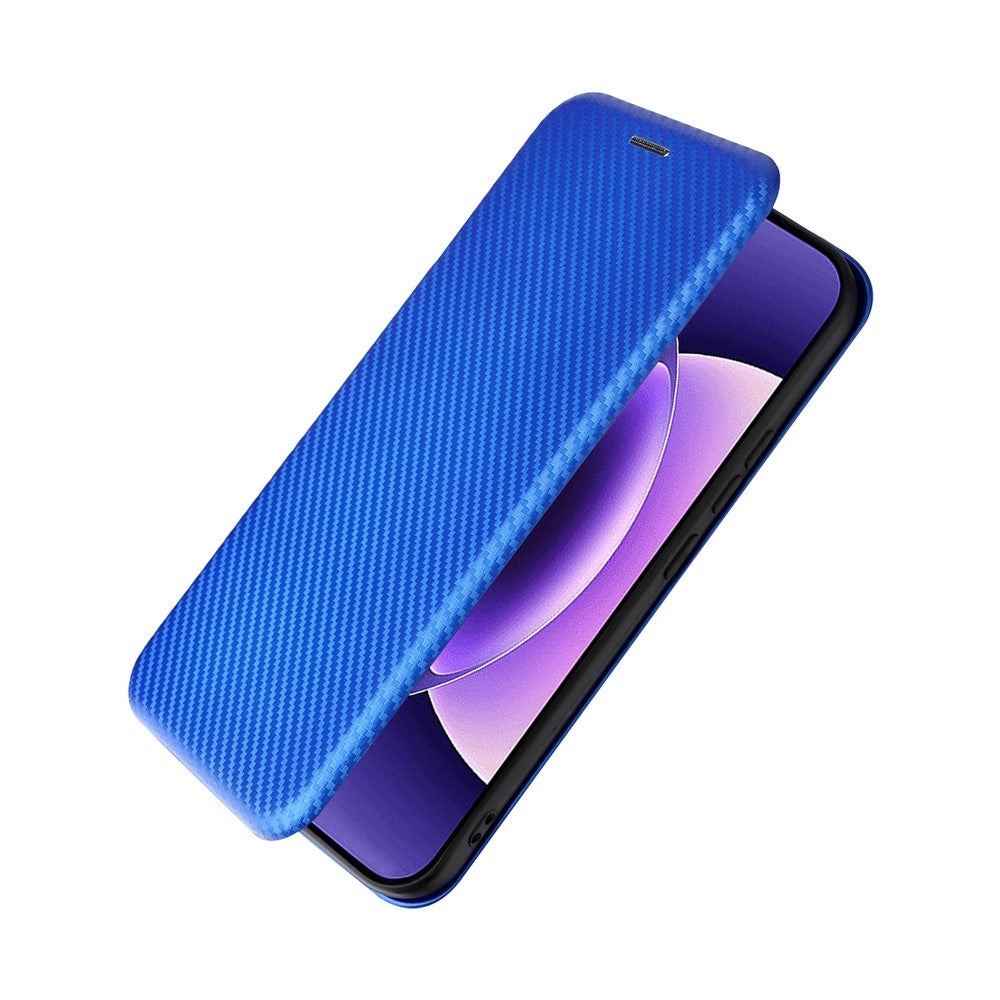 For Xiaomi 17 Pro Max Case Carbon Fiber Texture Drop-Proof PU Leather Phone Cover - Blue