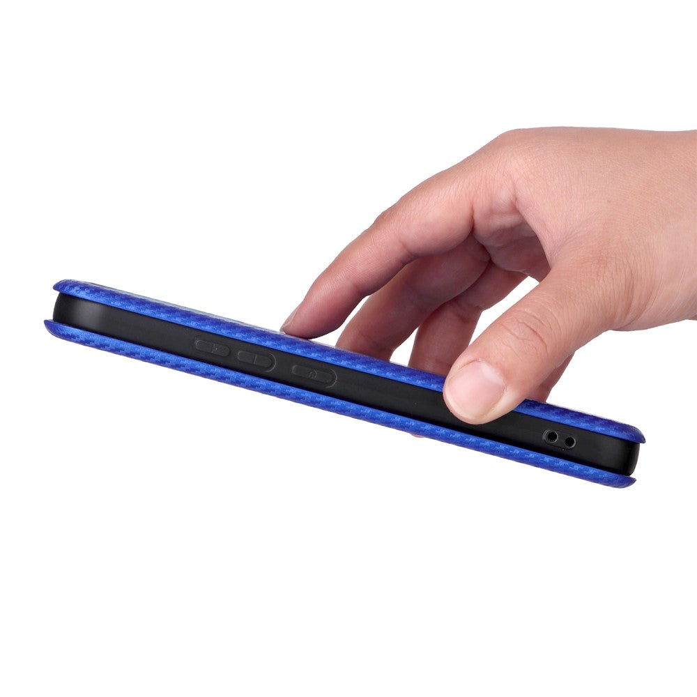 For Xiaomi 17 Pro Max Case Carbon Fiber Texture Drop-Proof PU Leather Phone Cover - Blue