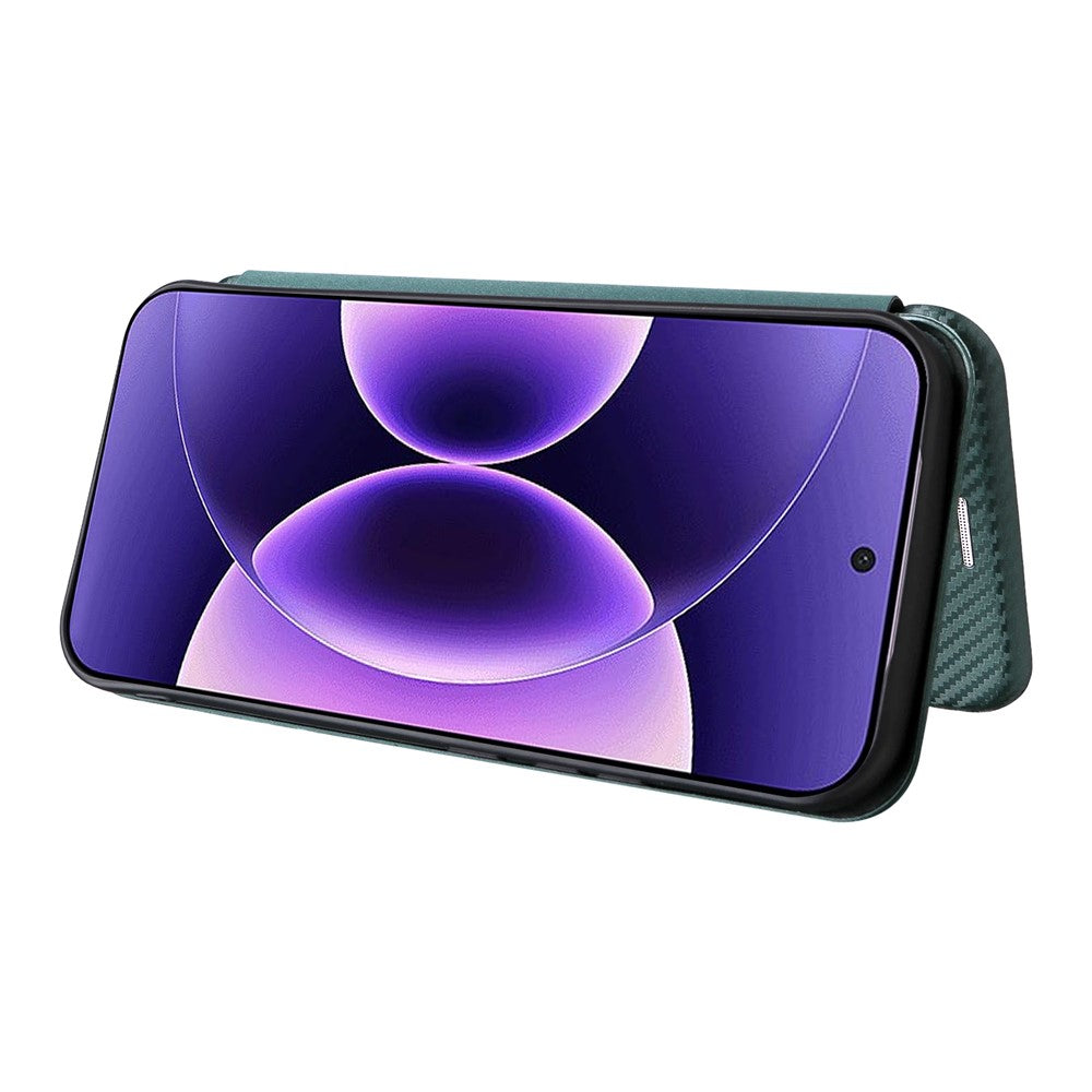 For Xiaomi 17 Pro Max Case Carbon Fiber Texture Drop-Proof PU Leather Phone Cover - Green