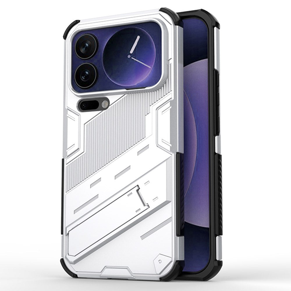 For Xiaomi 17 Pro Max Case PC + TPU Shockproof Phone Cover with Kickstand - White