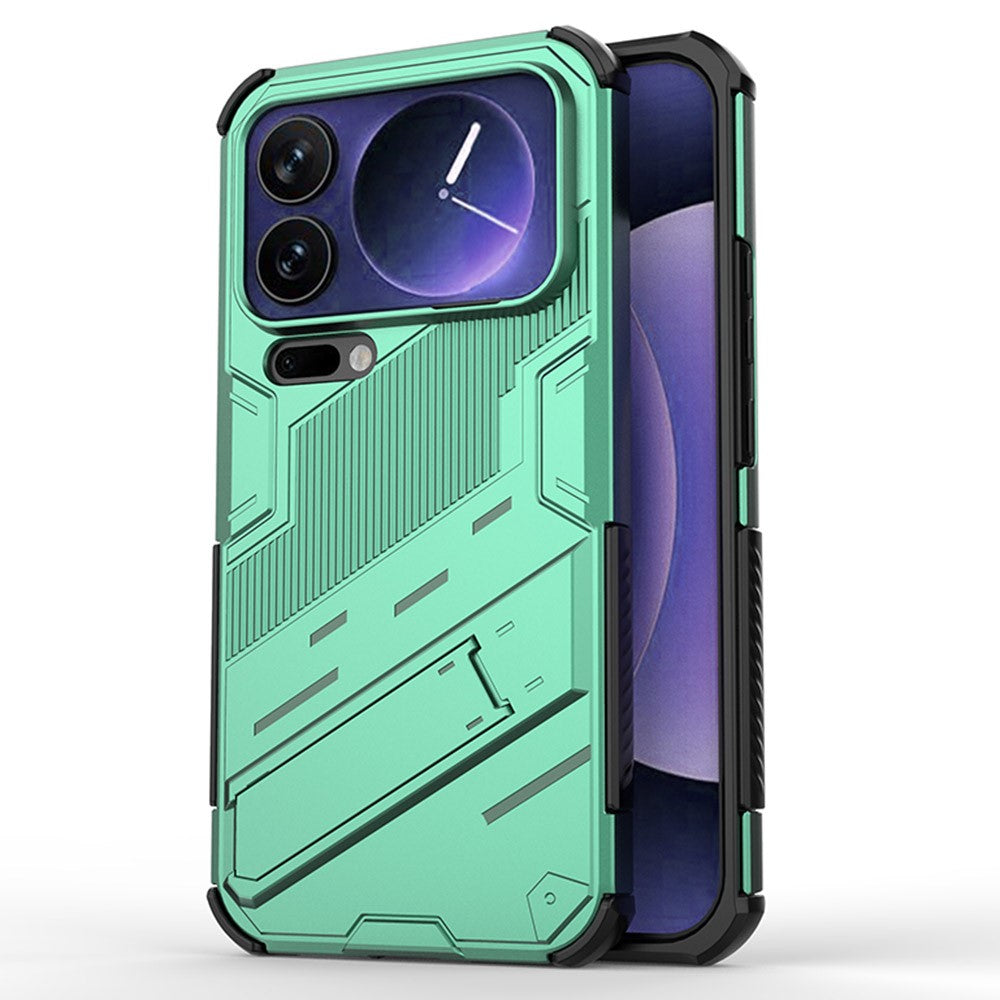 For Xiaomi 17 Pro Max Case PC + TPU Shockproof Phone Cover with Kickstand - Green