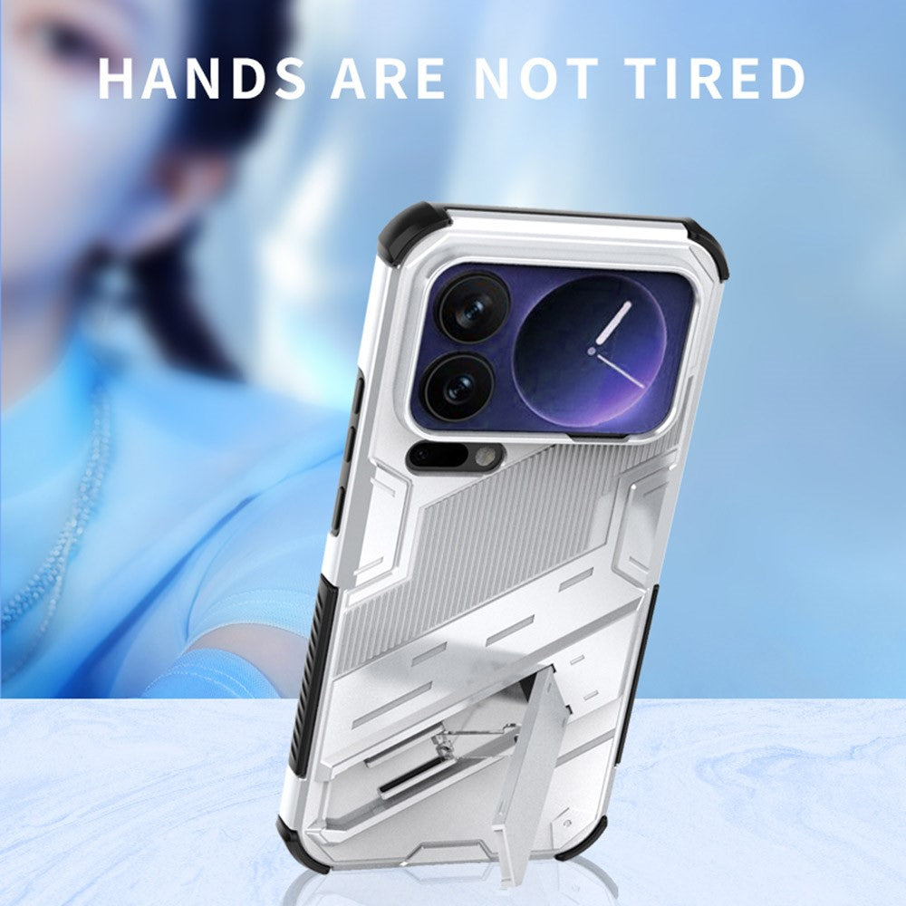 For Xiaomi 17 Pro Max Case PC + TPU Shockproof Phone Cover with Kickstand - Orange
