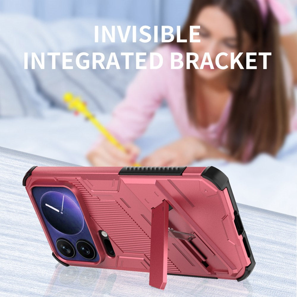 For Xiaomi 17 Pro Max Case PC + TPU Shockproof Phone Cover with Kickstand - Orange