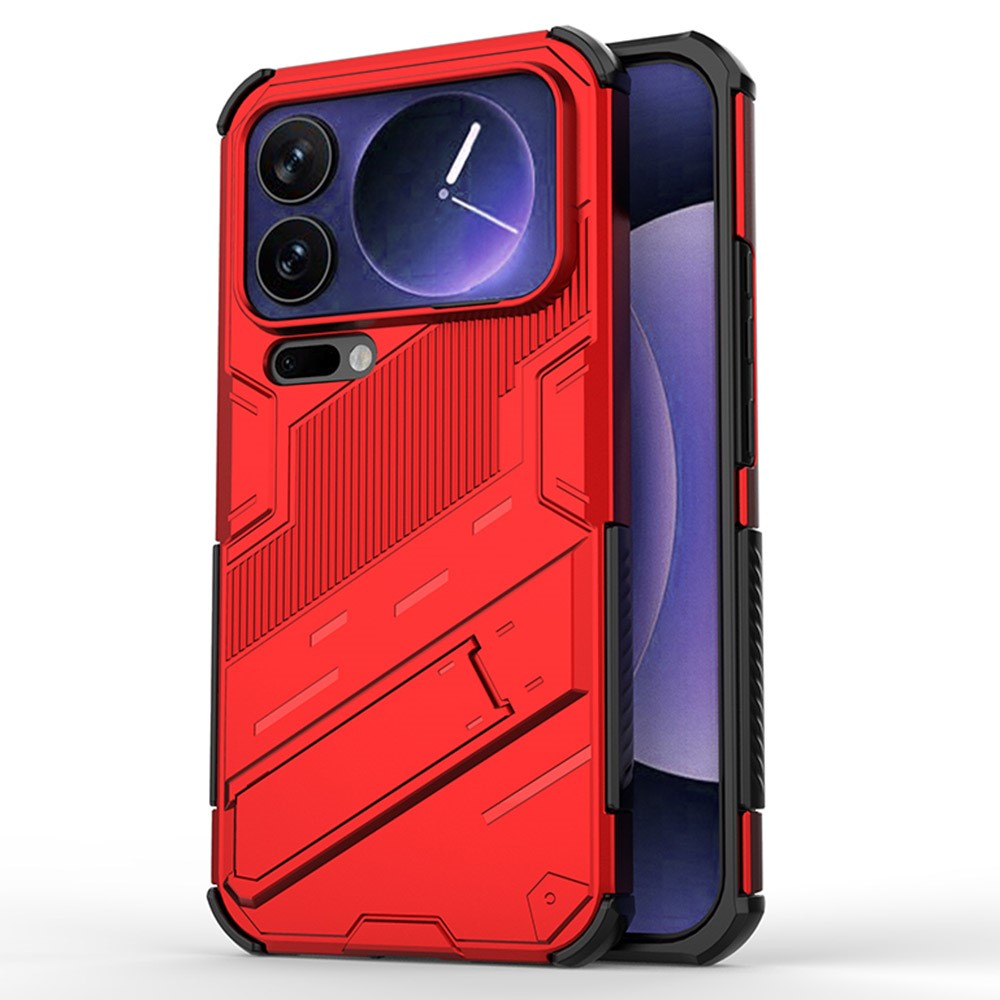 For Xiaomi 17 Pro Max Case PC + TPU Shockproof Phone Cover with Kickstand - Red
