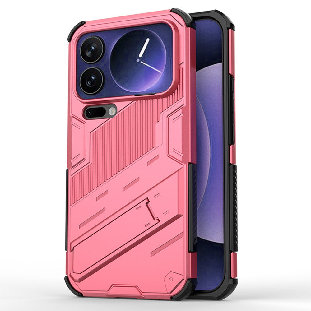 For Xiaomi 17 Pro Max Case PC + TPU Shockproof Phone Cover with Kickstand - Rose