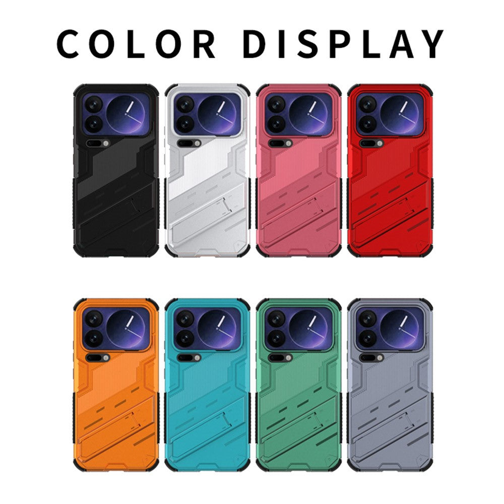 For Xiaomi 17 Pro Max Case PC + TPU Shockproof Phone Cover with Kickstand - Rose