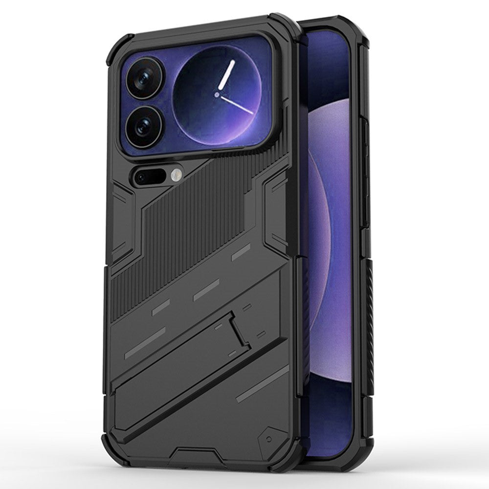 For Xiaomi 17 Pro Max Case PC + TPU Shockproof Phone Cover with Kickstand - Black