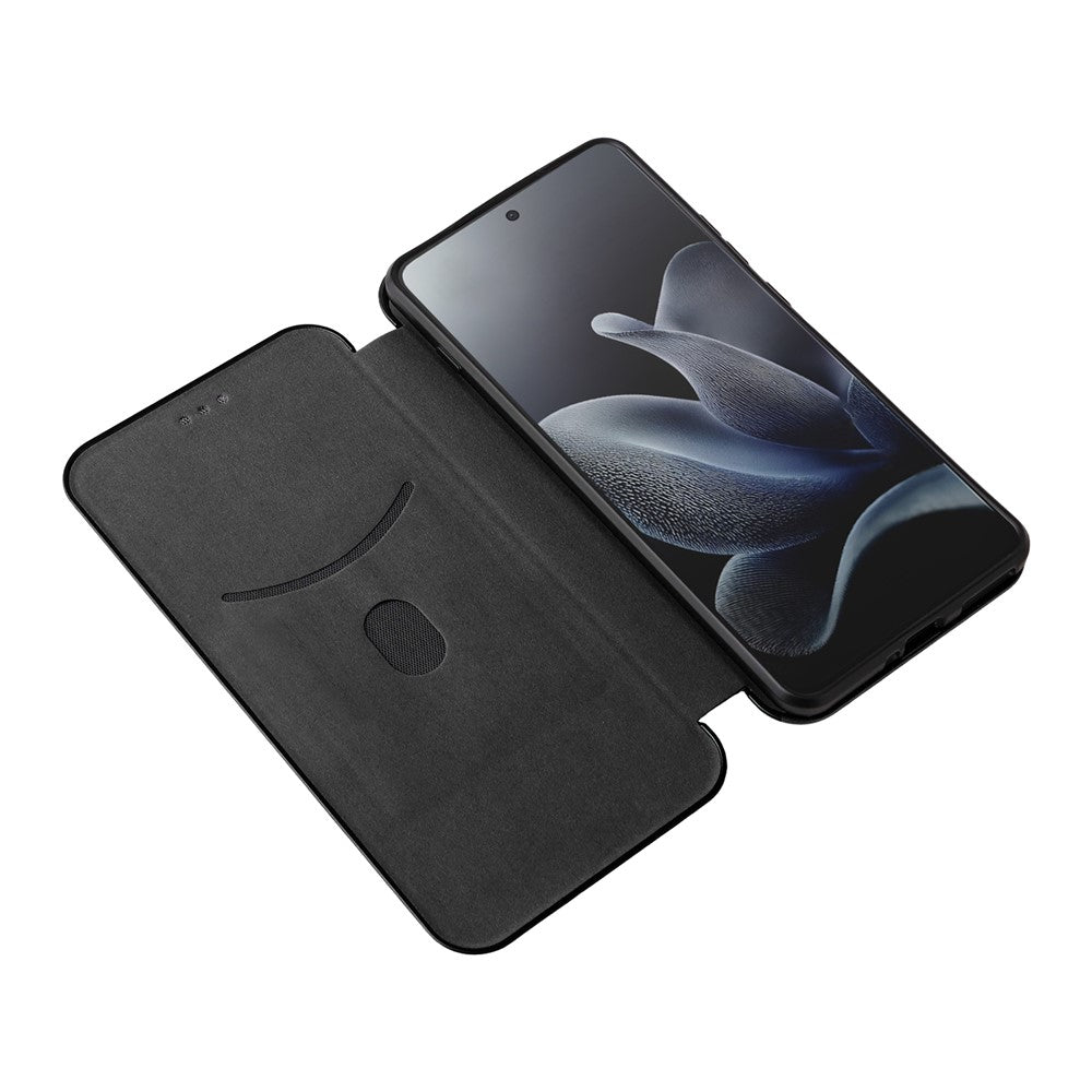 For Motorola Edge 70 5G Case Carbon Fiber Texture Drop-Proof PU Leather Phone Cover - Black