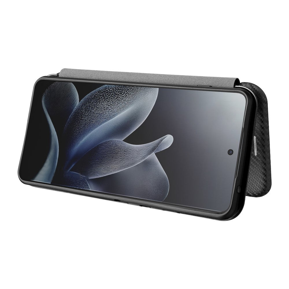 For Motorola Edge 70 5G Case Carbon Fiber Texture Drop-Proof PU Leather Phone Cover - Black