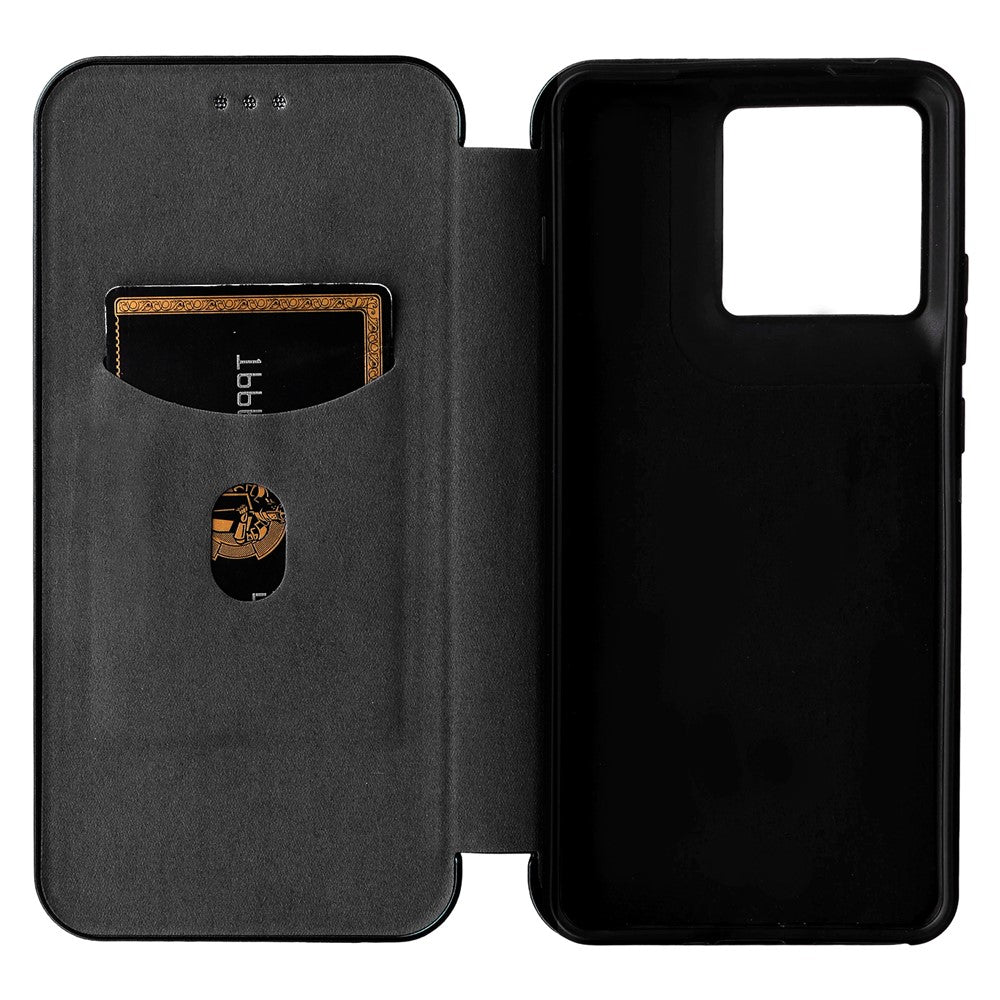 For Motorola Edge 70 5G Case Carbon Fiber Texture Drop-Proof PU Leather Phone Cover - Black