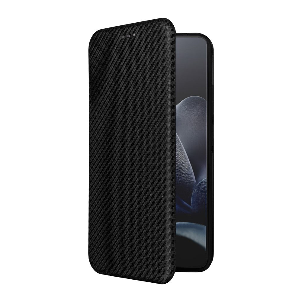 For Motorola Edge 70 5G Case Carbon Fiber Texture Drop-Proof PU Leather Phone Cover - Black