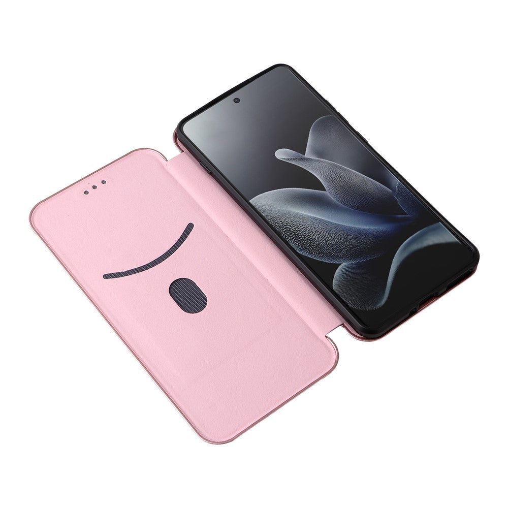 For Motorola Edge 70 5G Case Carbon Fiber Texture Drop-Proof PU Leather Phone Cover - Rose Gold