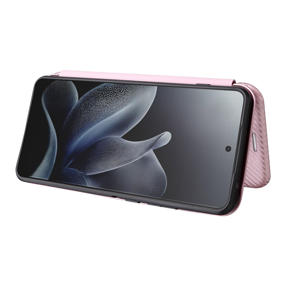 For Motorola Edge 70 5G Case Carbon Fiber Texture Drop-Proof PU Leather Phone Cover - Rose Gold