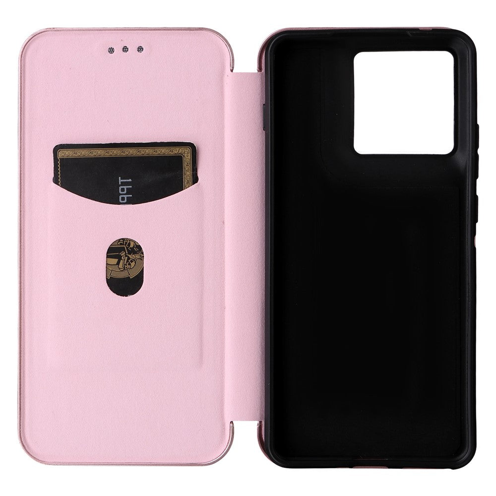 For Motorola Edge 70 5G Case Carbon Fiber Texture Drop-Proof PU Leather Phone Cover - Rose Gold