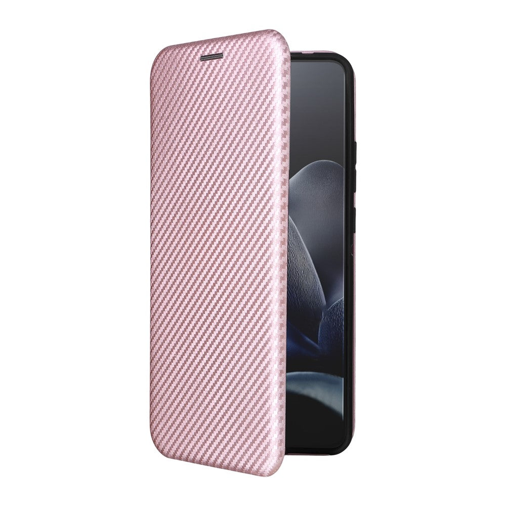 For Motorola Edge 70 5G Case Carbon Fiber Texture Drop-Proof PU Leather Phone Cover - Rose Gold