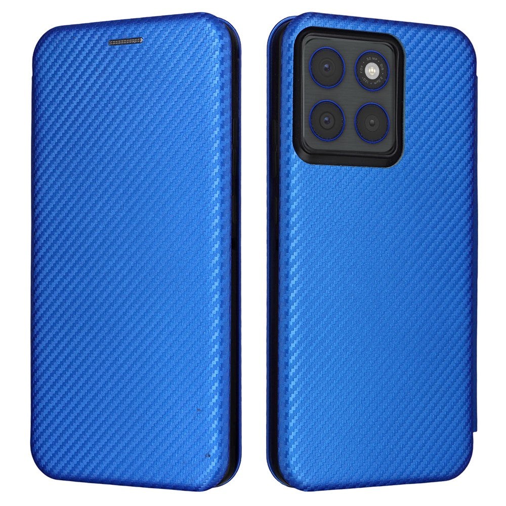 For Motorola Edge 70 5G Case Carbon Fiber Texture Drop-Proof PU Leather Phone Cover - Blue