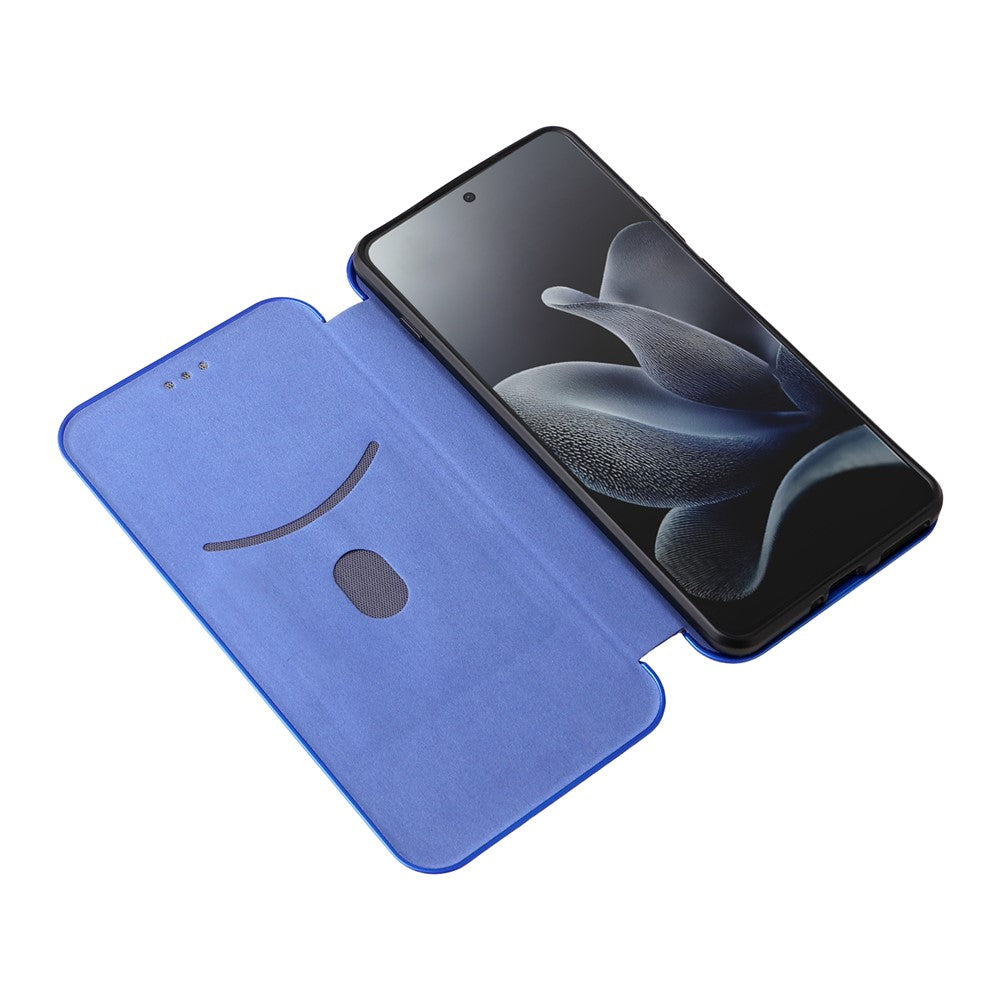 For Motorola Edge 70 5G Case Carbon Fiber Texture Drop-Proof PU Leather Phone Cover - Blue