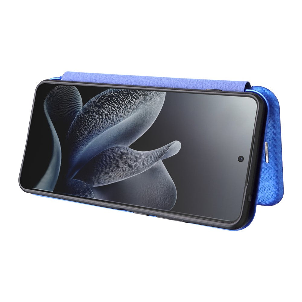 For Motorola Edge 70 5G Case Carbon Fiber Texture Drop-Proof PU Leather Phone Cover - Blue