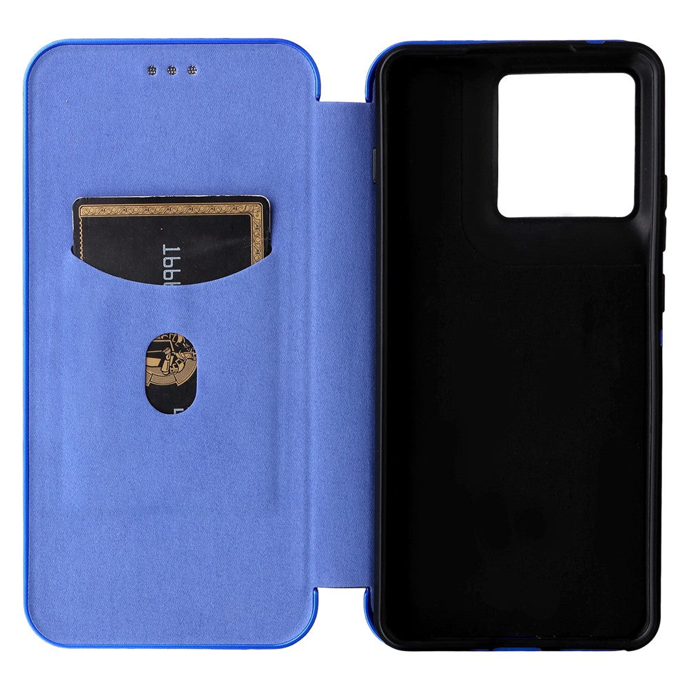 For Motorola Edge 70 5G Case Carbon Fiber Texture Drop-Proof PU Leather Phone Cover - Blue