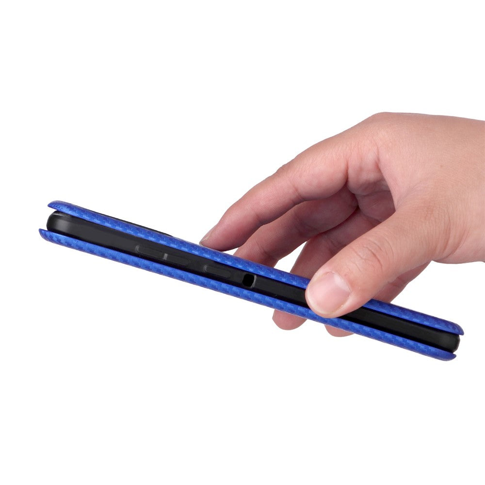 For Motorola Edge 70 5G Case Carbon Fiber Texture Drop-Proof PU Leather Phone Cover - Blue