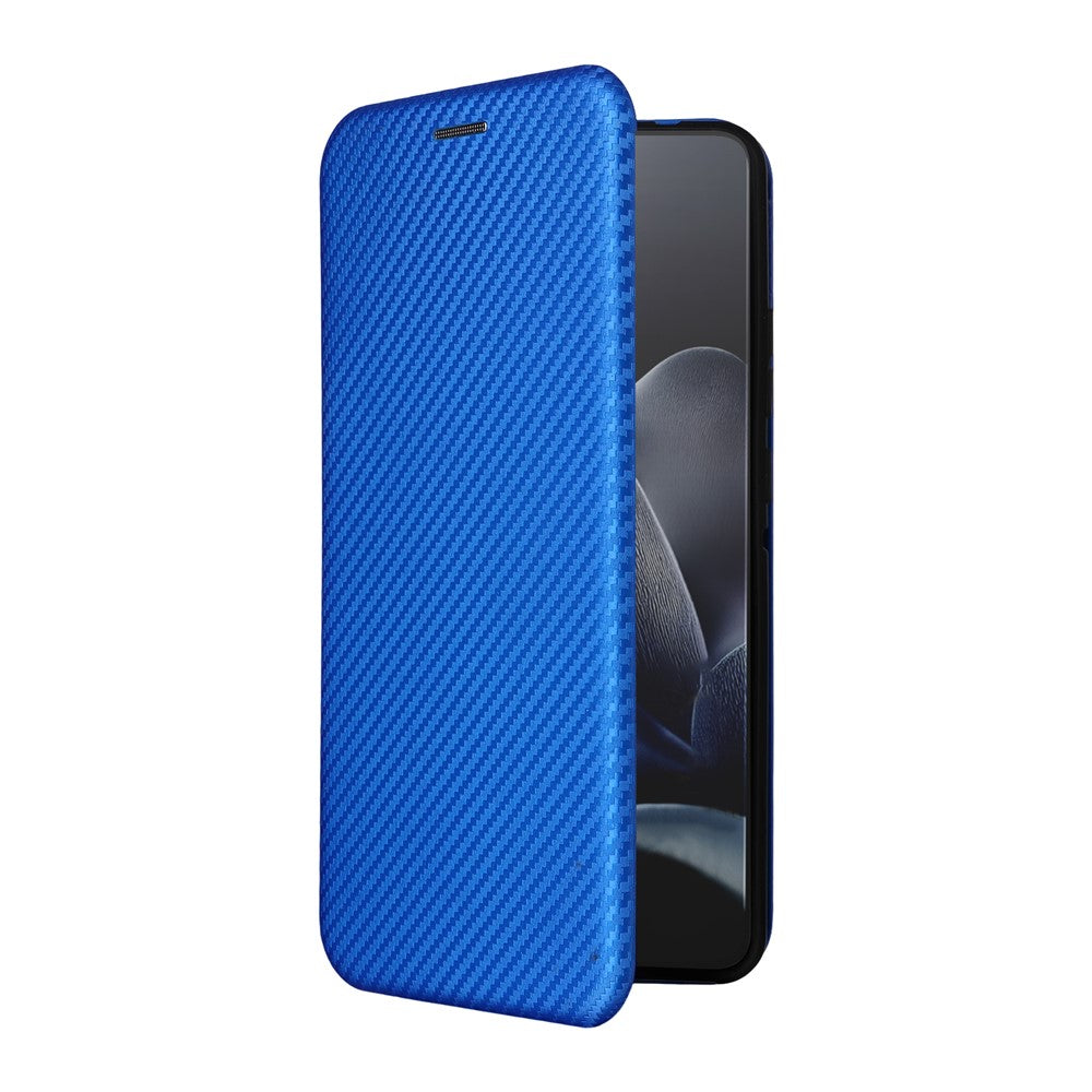 For Motorola Edge 70 5G Case Carbon Fiber Texture Drop-Proof PU Leather Phone Cover - Blue