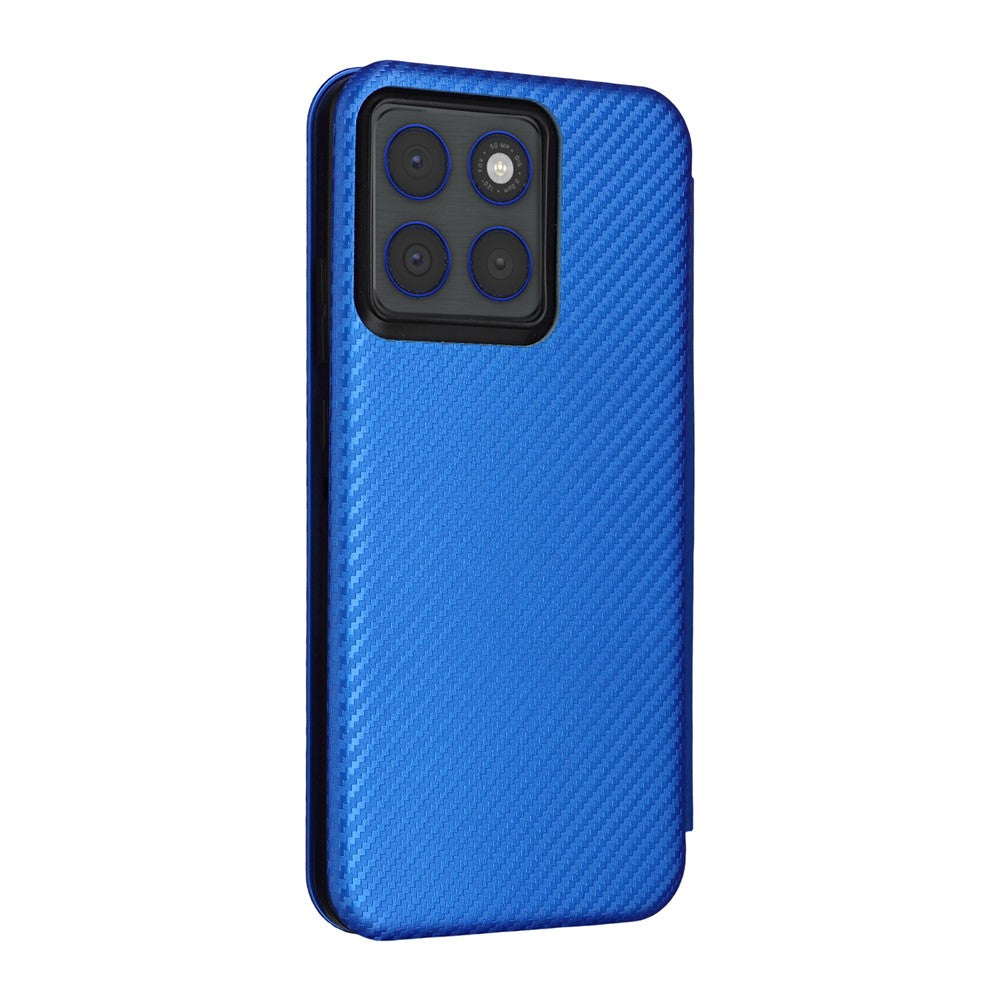 For Motorola Edge 70 5G Case Carbon Fiber Texture Drop-Proof PU Leather Phone Cover - Blue