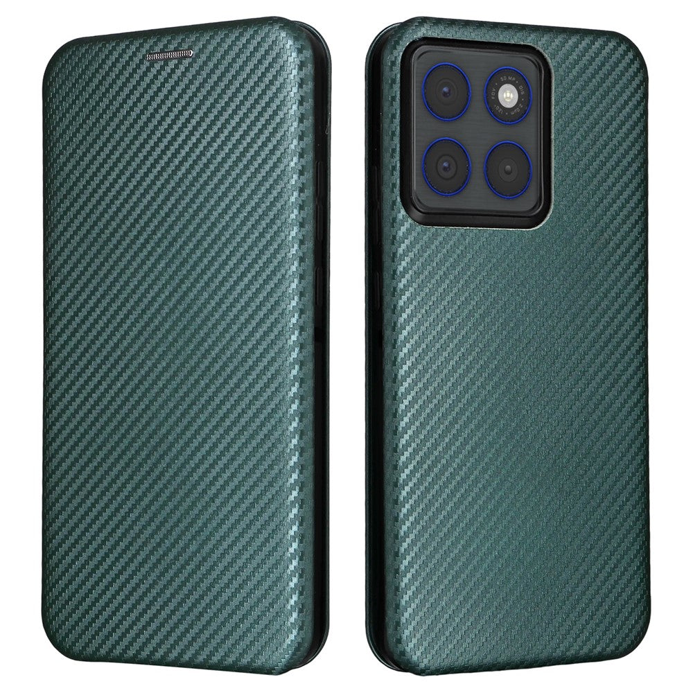 For Motorola Edge 70 5G Case Carbon Fiber Texture Drop-Proof PU Leather Phone Cover - Green