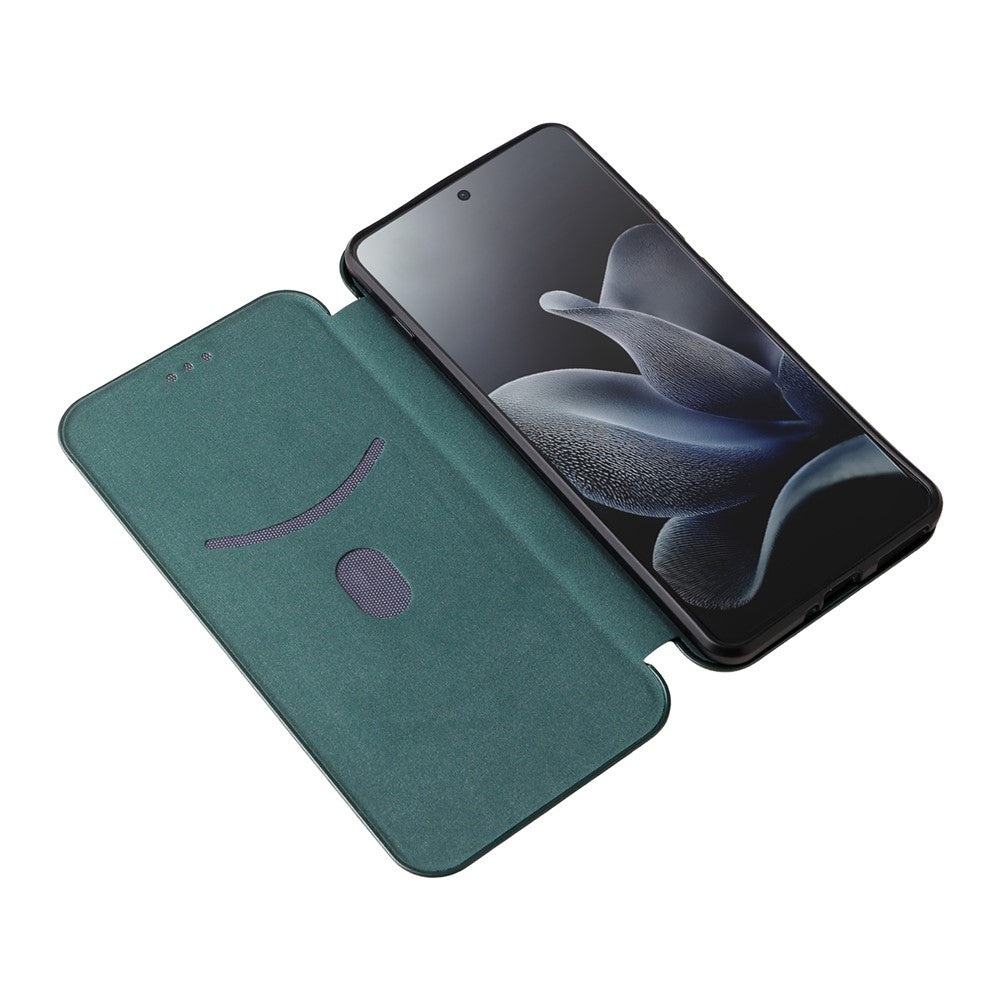 For Motorola Edge 70 5G Case Carbon Fiber Texture Drop-Proof PU Leather Phone Cover - Green
