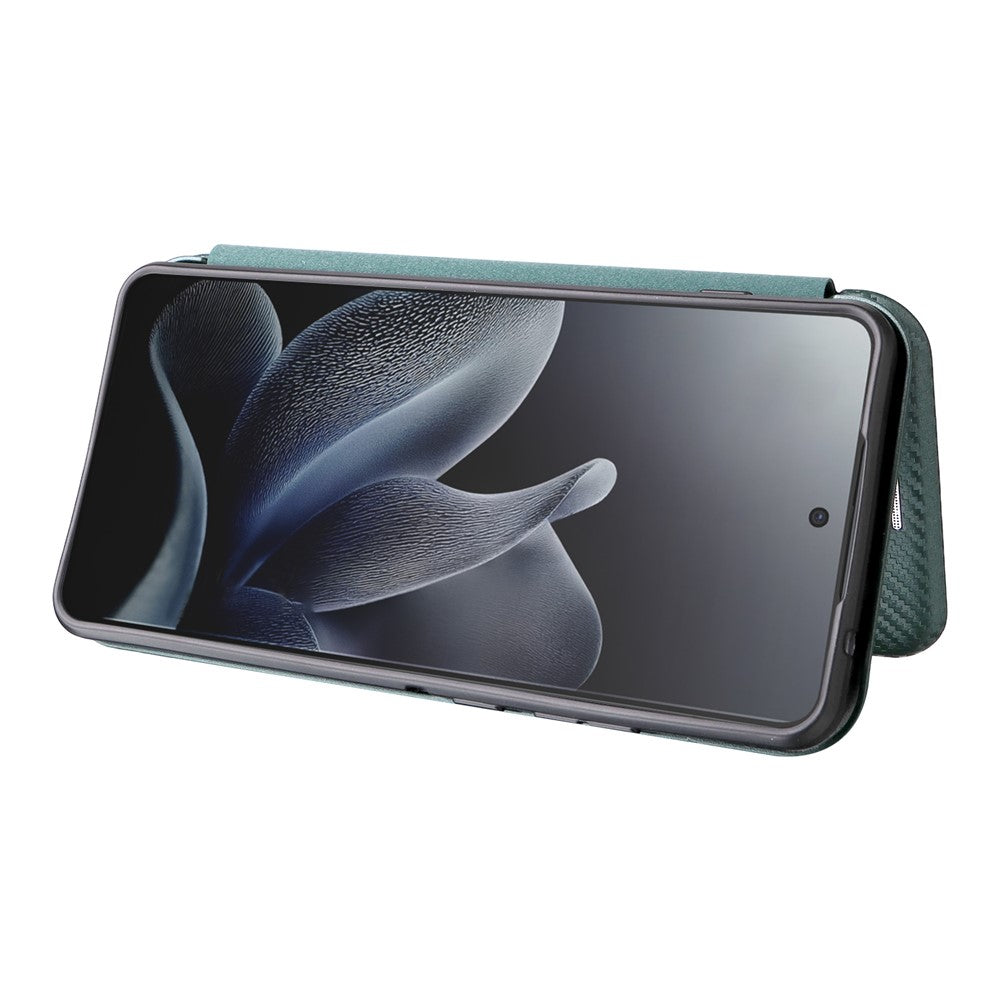 For Motorola Edge 70 5G Case Carbon Fiber Texture Drop-Proof PU Leather Phone Cover - Green